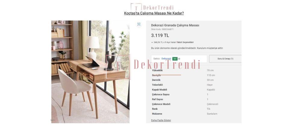 Koçtaş'ta Çalışma Masası Ne Kadar?